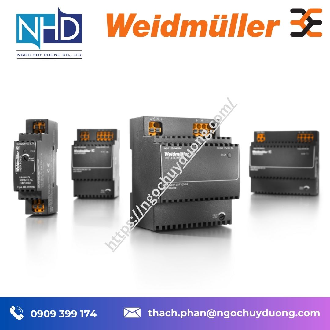 Bộ nguồn Weidmüller INSTA POWER 60W 24V 2.5A (2580180000), 90W 24V 3.8A (2580210000), 120W 24V 5A (2580230000)