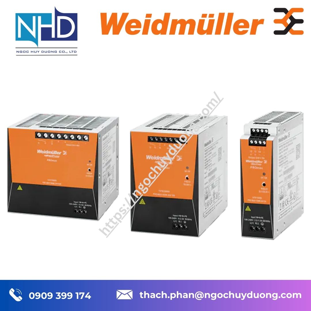 Bộ nguồn Weidmüller PRO MAX 120W 24V 5A (1478110000), 480W 24V 20A (1478140000), 960W 48V 20A (1478270000)