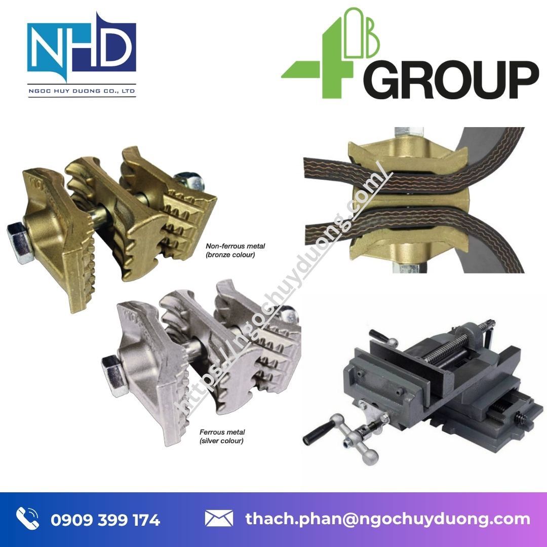 Kẹp nối băng tải gầu 4B Braime Vise Splice Ferrous – thép hợp kim, chịu tải tới 1,000 kN:m, chịu nhiệt ≤ 315°C, dùng cho PVC & Rubber Belt